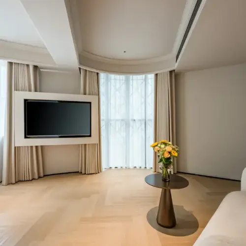 Großes Schlafzimmer mit Blick auf die Schatzstadt